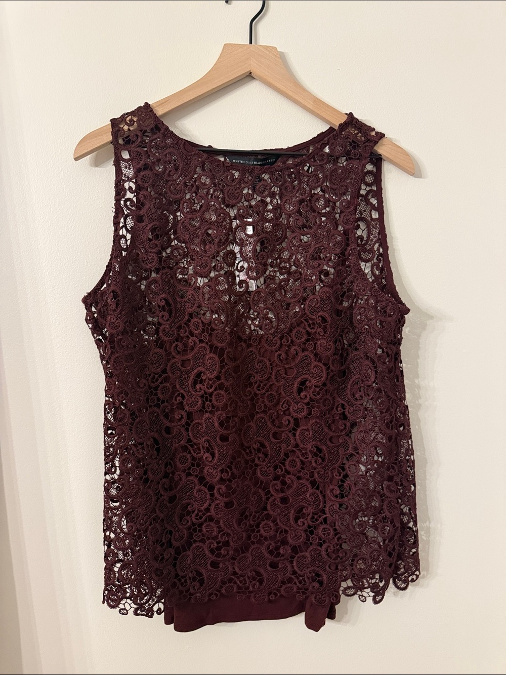 White House Black Market Burgundy Lace 2 Piece Sleeveless Camisole XL